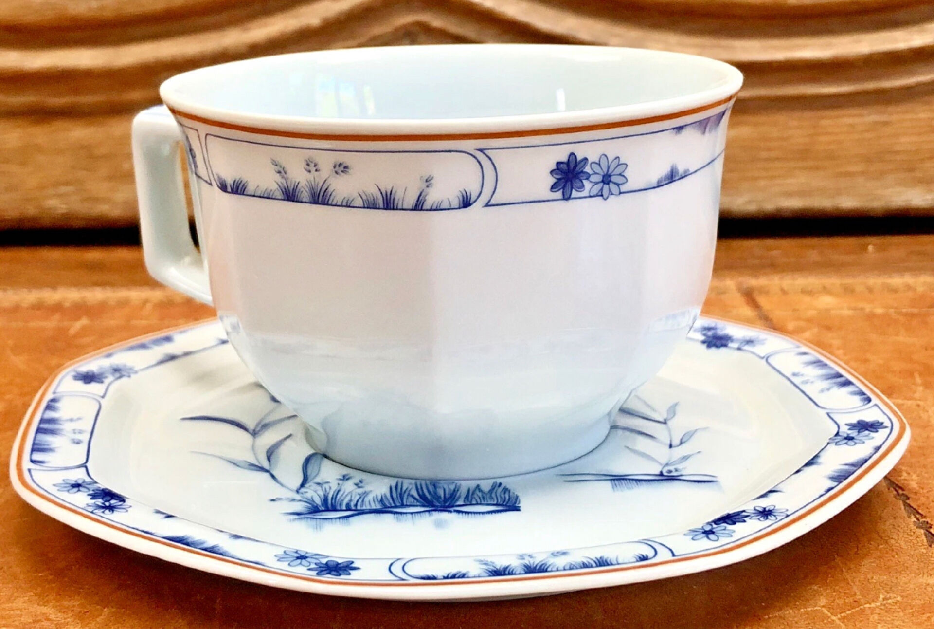 6 octagonal tea cups and saucers porcelain Haviland Limoges