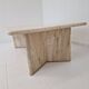 Robust Italian Travertine Coffee Table With two 3-leg Feet, 1980s