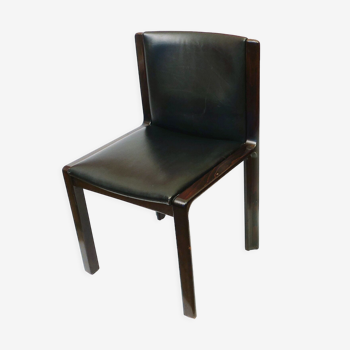 Chaise en cuir design scandinave vintage 1970