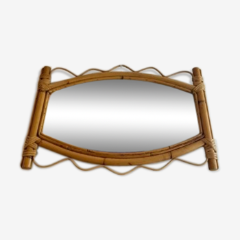 Miroir rotin bambou, 65x45cm