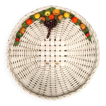 Large antique ceramic basket Castellan Man. Italy 20th century.