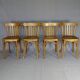 Set of 10 1960s curved wood bistro chairs ready for service