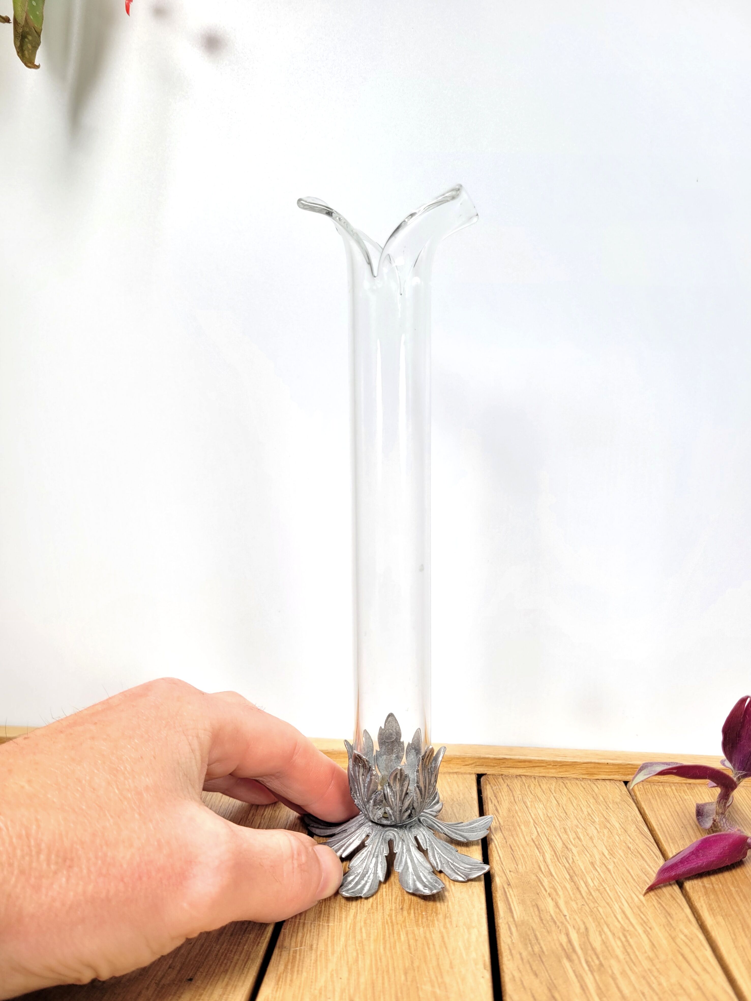 Soliflore old glass & tin