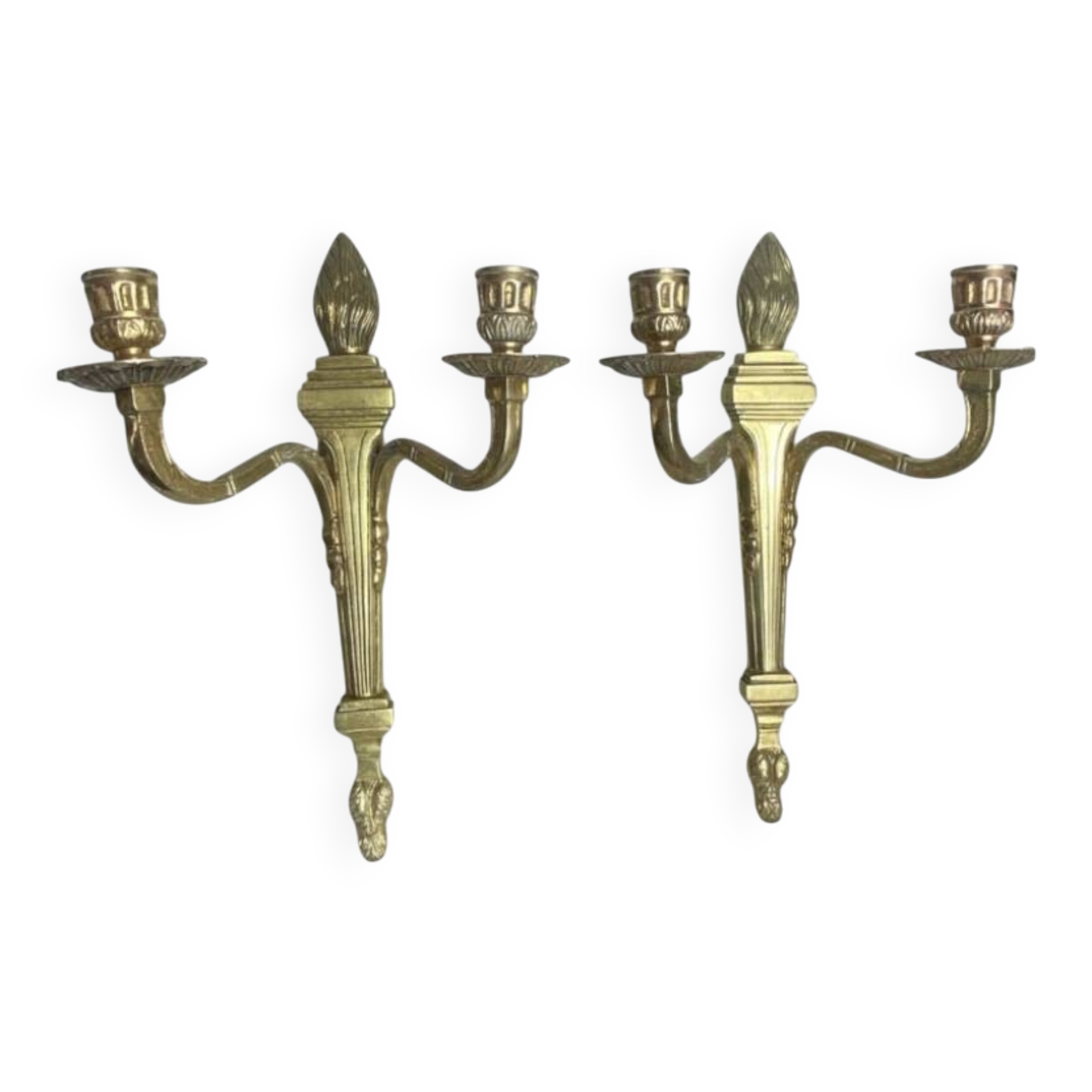 Pair of wall candle holders in bronze