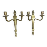 Paire de bougeoirs muraux en bronze 