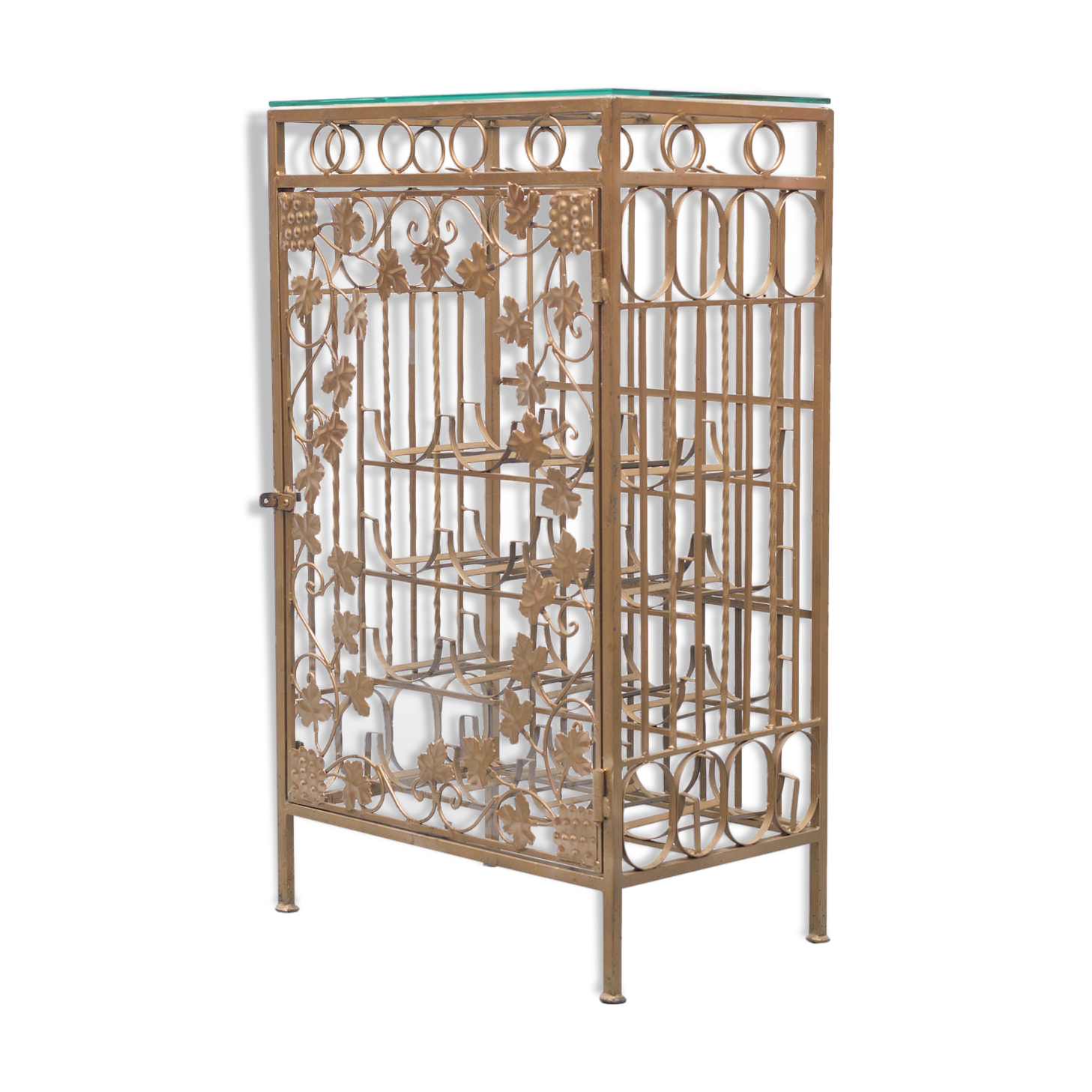 Gold metal wine rack or cocktail bar, 1950s, italy