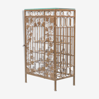 Gold metal wine rack or cocktail bar, 1950s, italy