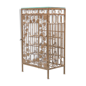 Gold metal wine rack or cocktail bar, 1950s, italy