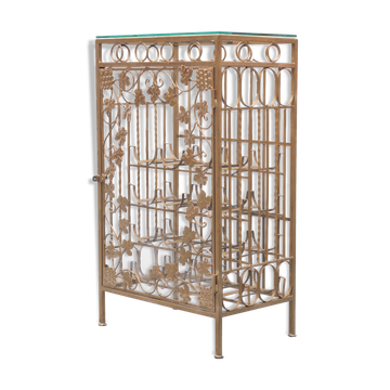 Gold metal wine rack or cocktail bar, 1950s, italy