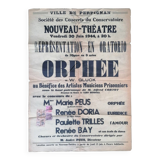 Old theater poster Opéra Orphée June 1944 Perpignan