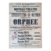 Old theater poster Opéra Orphée June 1944 Perpignan
