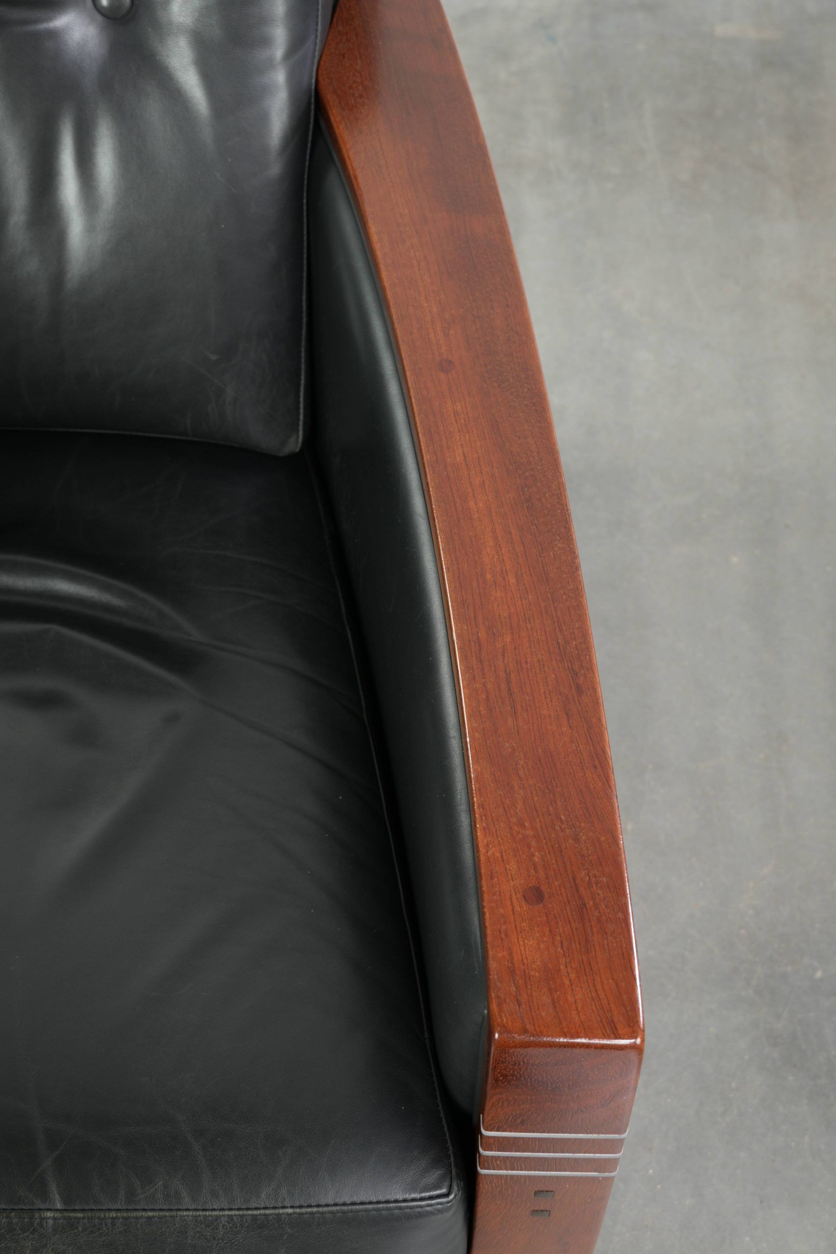 Black cowhide Art Deco design armchair