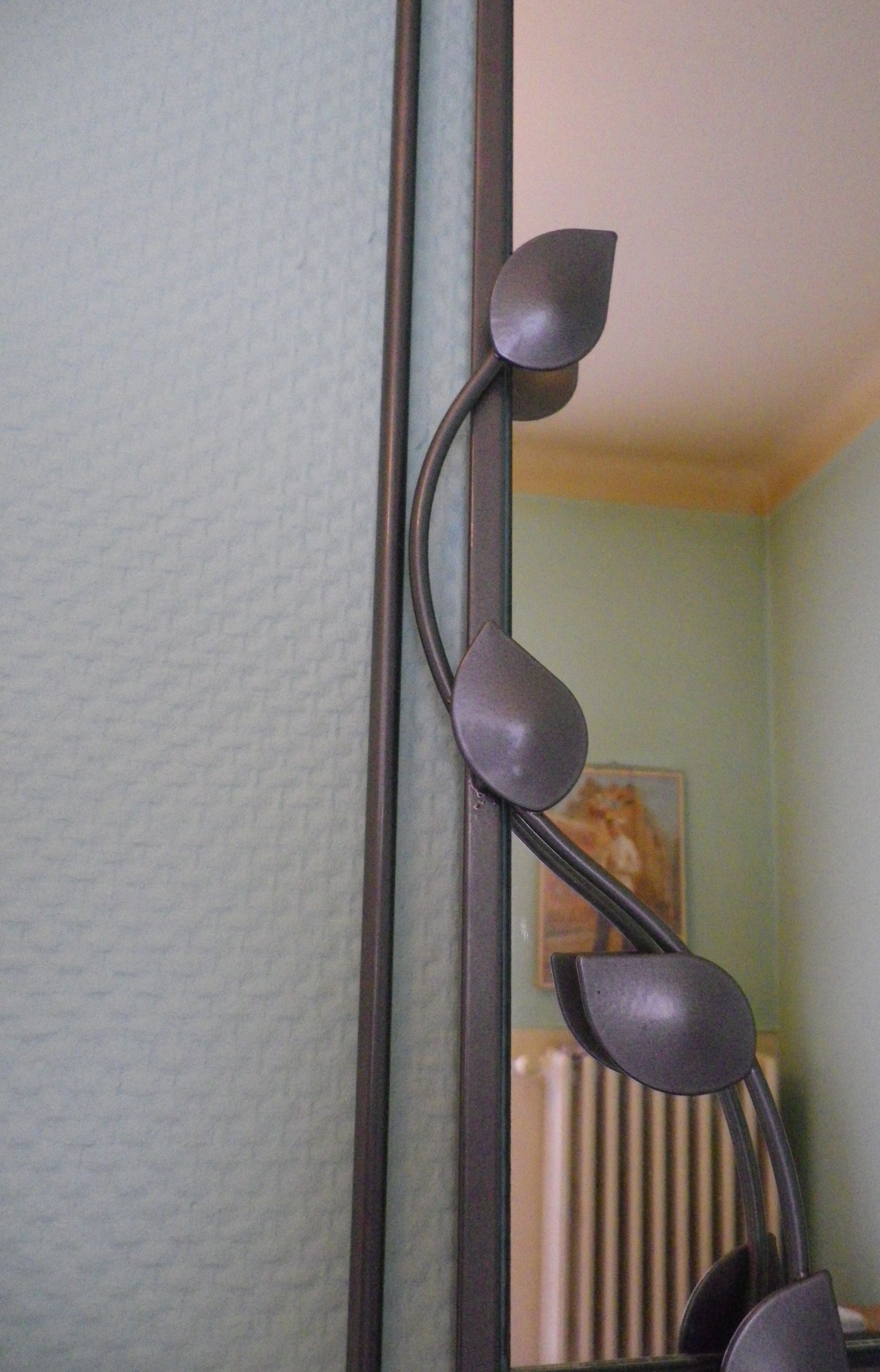 Designer mirror with gray metal surround 89x37cm