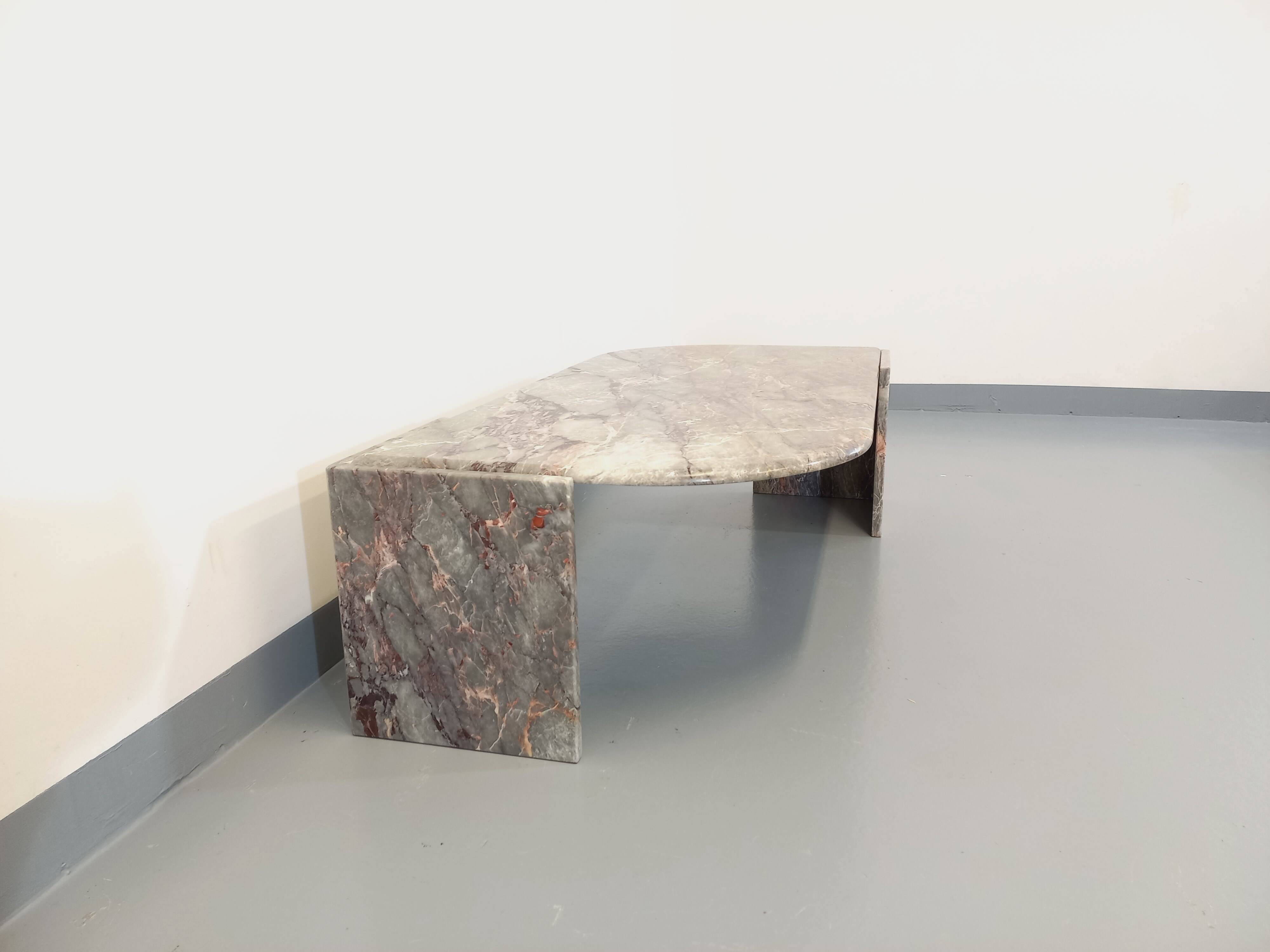 Vintage gray marble coffee table from the 70s