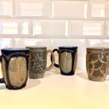Series of 4 Mugs Art Deco Quimper HB - Line "Odetta"