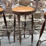 Set of 4 bar stools restaurant pub tavern metal 1970s