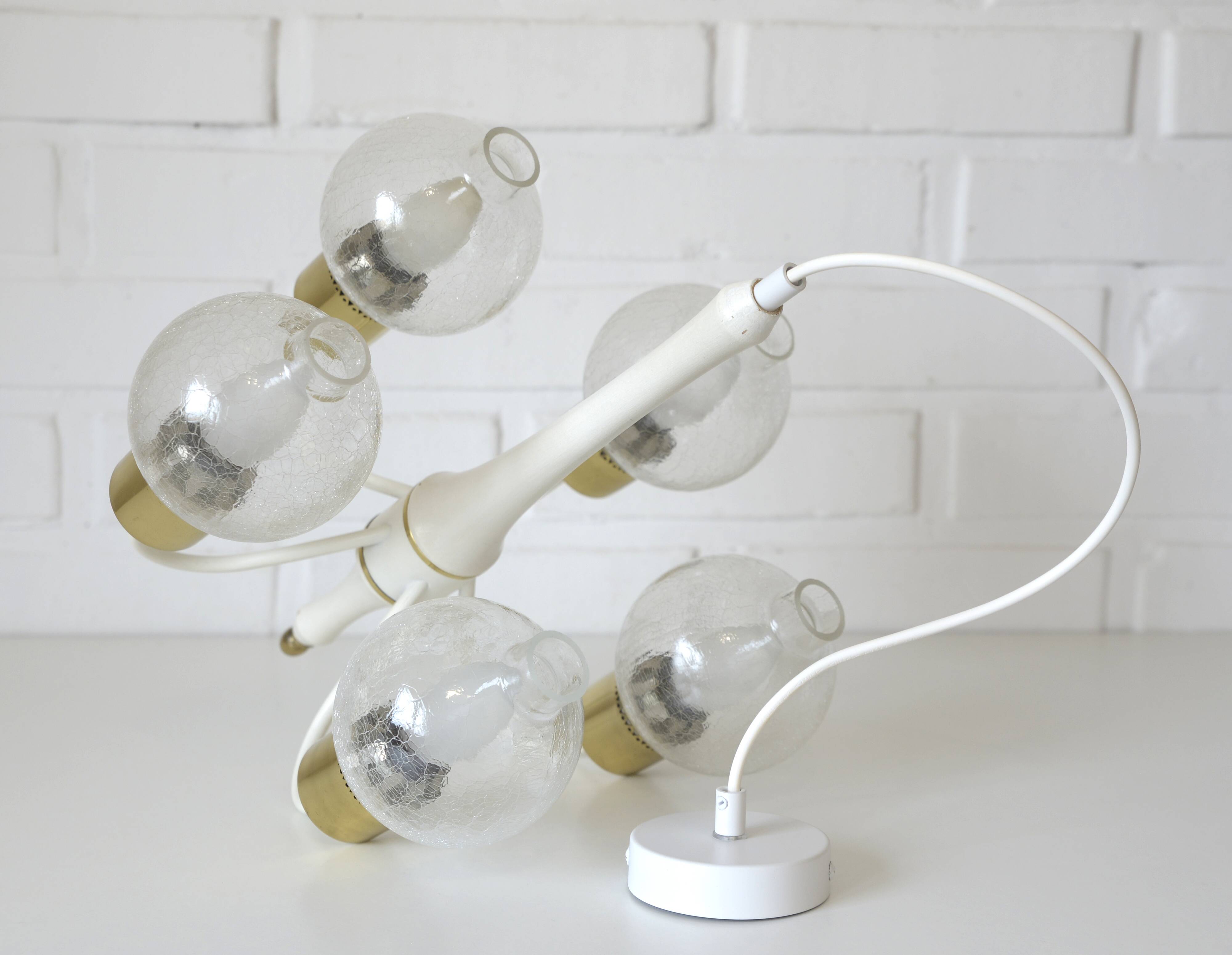 Vintage pendant light white eclectic chandelier hanging lamp Germany 1970's