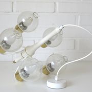 Vintage pendant light white eclectic chandelier hanging lamp Germany 1970's