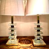 Paire de lampes Arlequin en verre Murano, XXe siècle