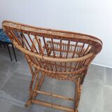 Rocking chair en rotin des années 60