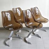 Set of 4 vintage Eurosteel chairs from the 1970s