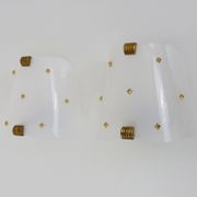 Pair of vintage wall lamps in Plexiglas and Rockabilly brass. Year 50