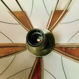 Vintage Hollywood Regency style metal and sandblasted glass chandelier