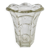 art deco style corolla molded glass vase 1950