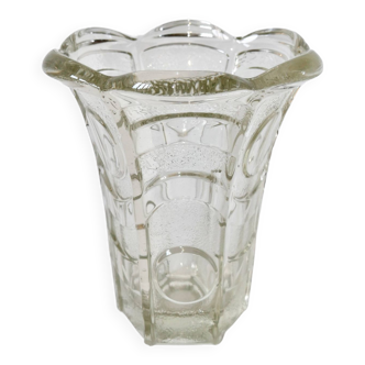 art deco style corolla molded glass vase 1950