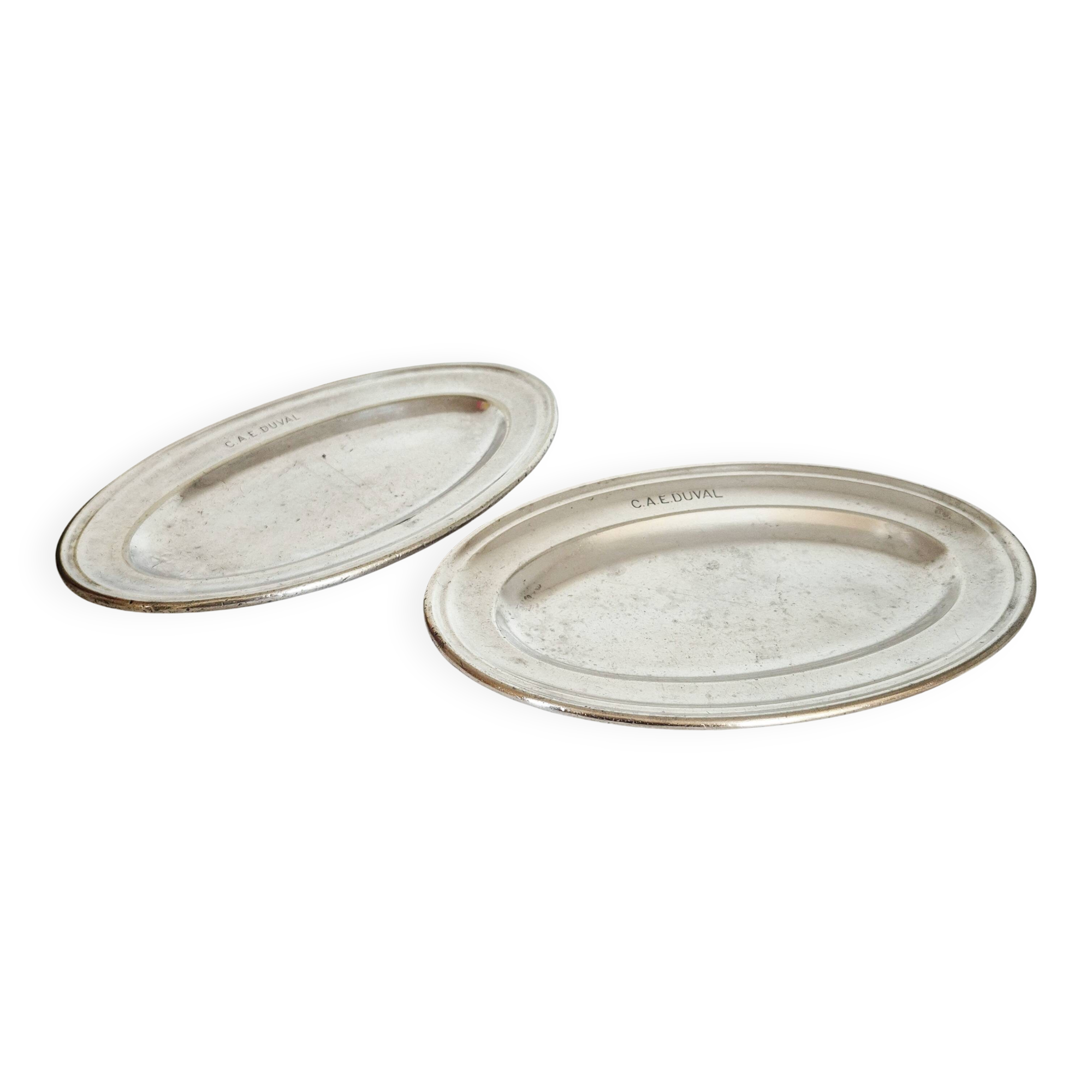 Oval silver-plated metal platters, Christofle
