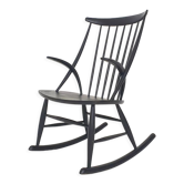 Black wooden rocking chair by Illum Wikkelso for Niels Eilersen model IW3, Denmark 1958