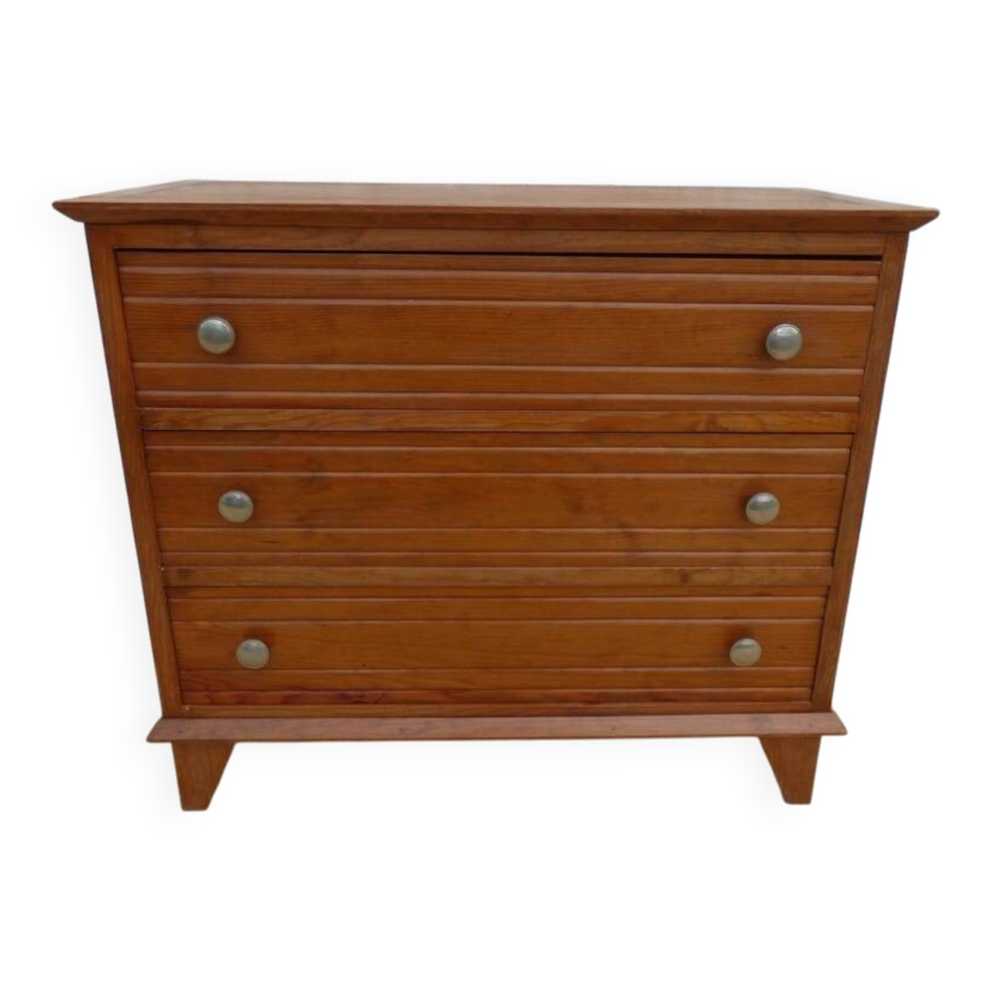 Antique commode post Art Deco circa 1940 in solid pine wood with its patina.