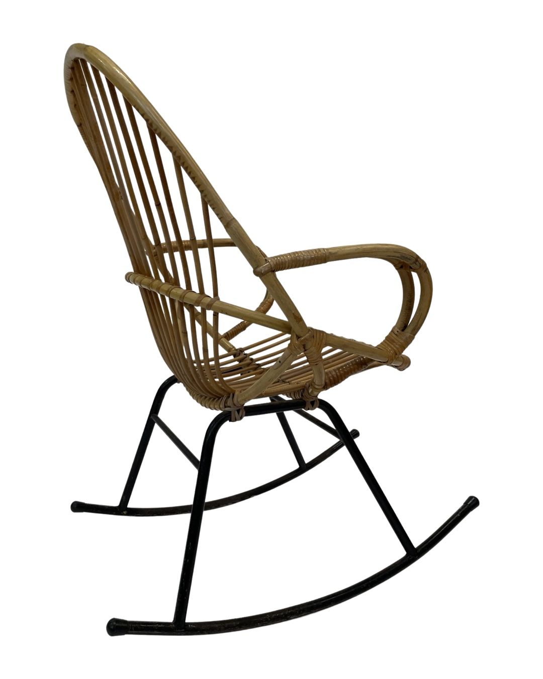 Vintage Dirk van Sliedregt Rohe Noordwolde rattan rocking chair