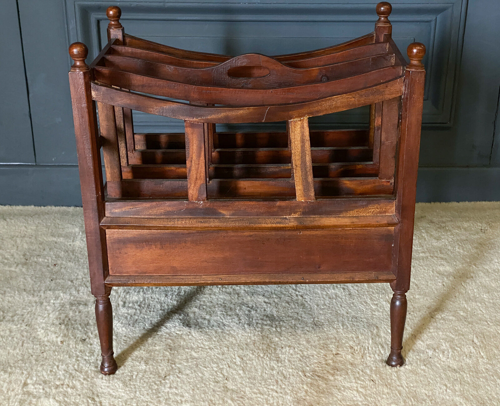 English mahogany magazine holder 1 drawer Mid-twentieth