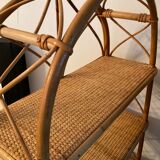 Vintage rattan and wicker shelf 70s