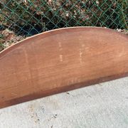 Art Deco mirror in carved arch renovated in solid raw oak wood 112cm