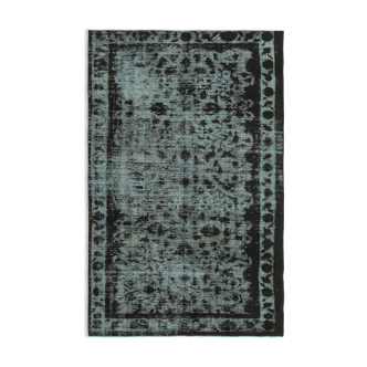 Tapis noir turc antique des années 1980 noué à la main 177 cm x 278 cm