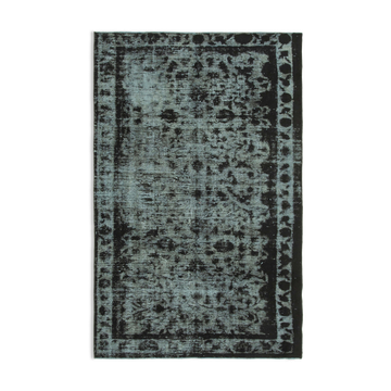Hand-Knotted Antique Turkish 1980s 177 cm x 278 cm Black Rug