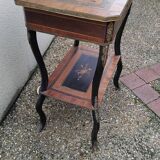 Travailleuse, coiffeuse en bois noirci et marqueterie, époque Napoléon III