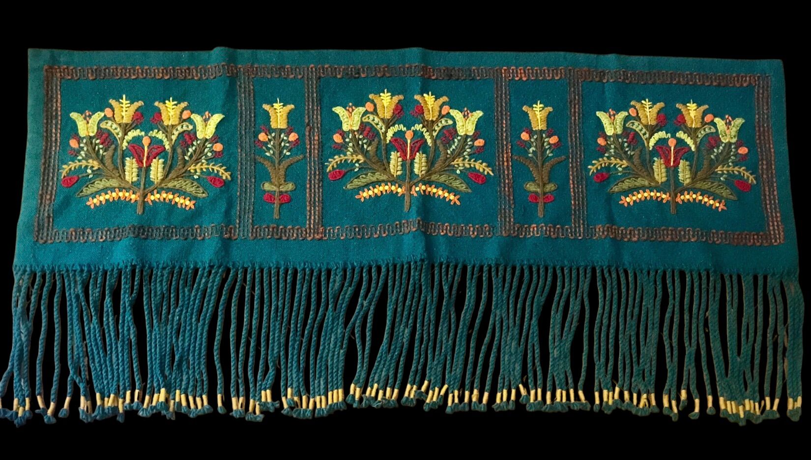 Very beautiful vintage Polish multicoloured wall tapestry 192 cm