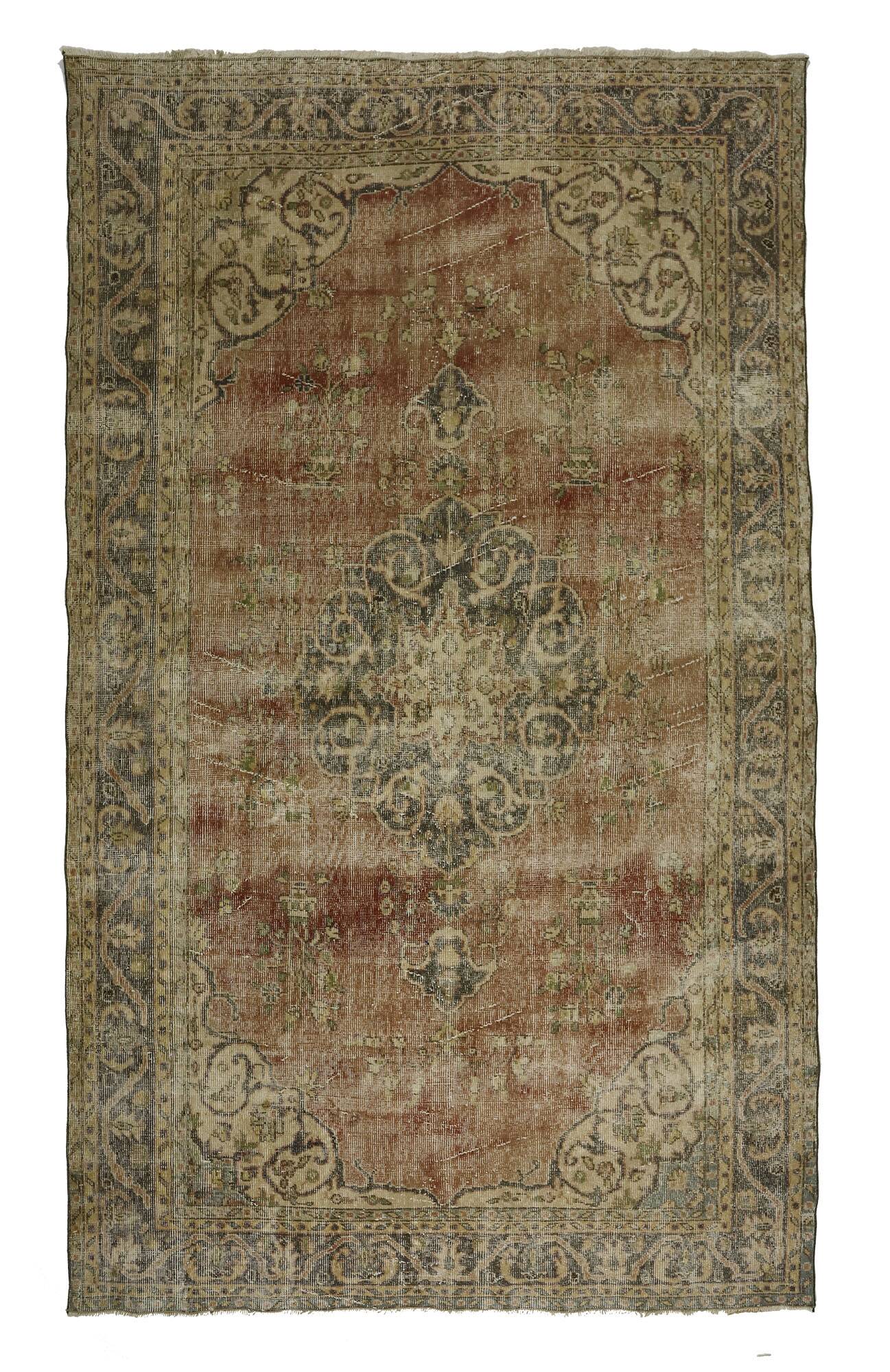 Turkish Anatolian Handmade Vintage Rug 296 cm x 187 cm