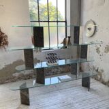 Roche Bobois stone and glass sculpture shelf 1970s