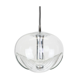 Large transparent glass pendant light by Koch & Lowy, Peill & Putzler, Germany, 1970.