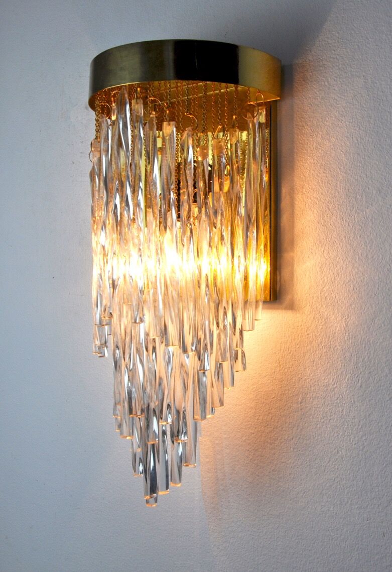 Venini Waterfall wall lamp, murano glass, Italy, 1960