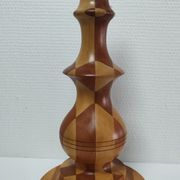 Turned wooden lamp and vintage wood inlay
