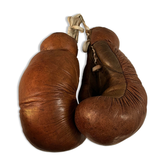 Antique leather boxing gloves