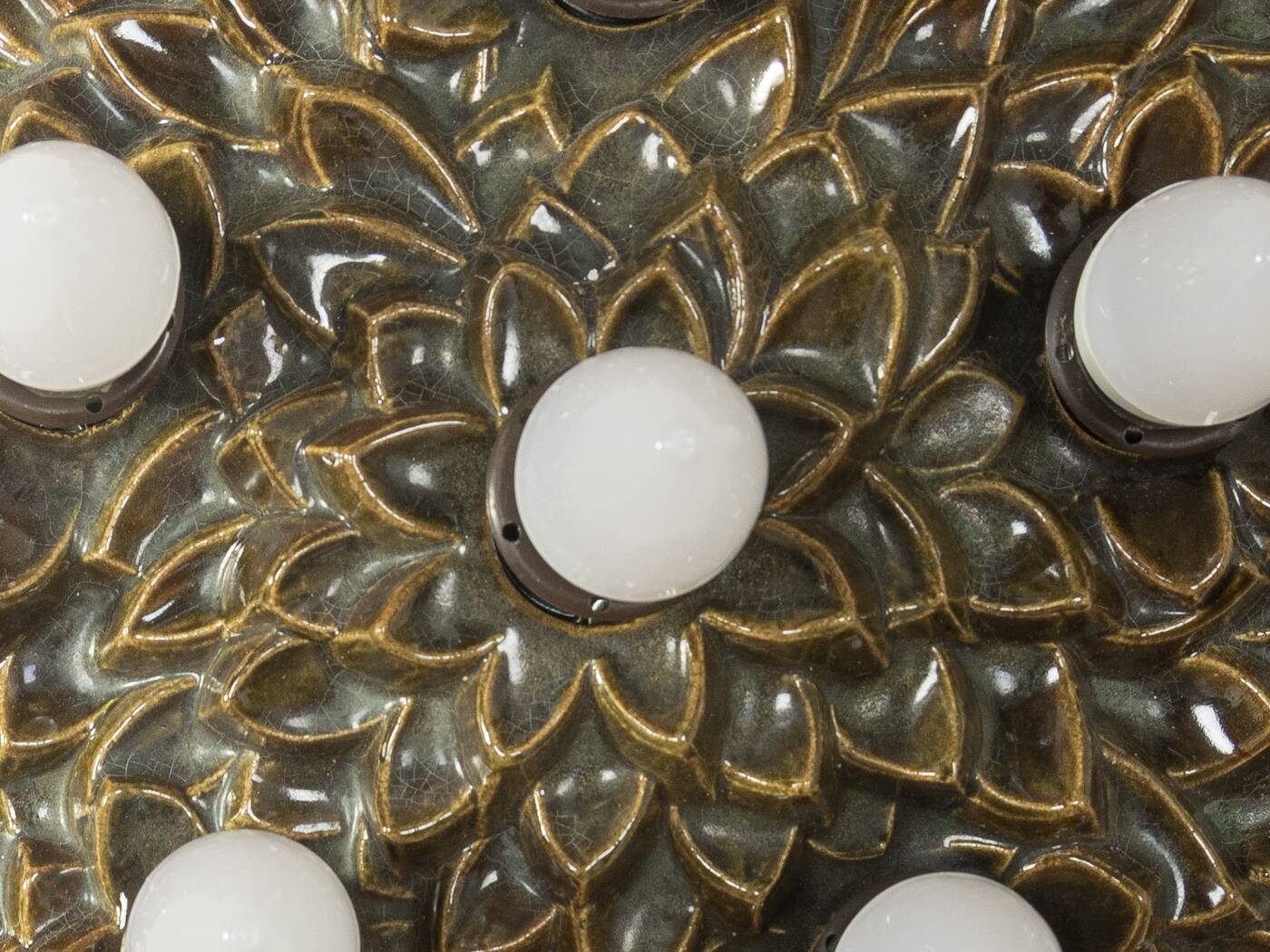 1970s Ceramic Wall Lamp with Floral Ornamentation