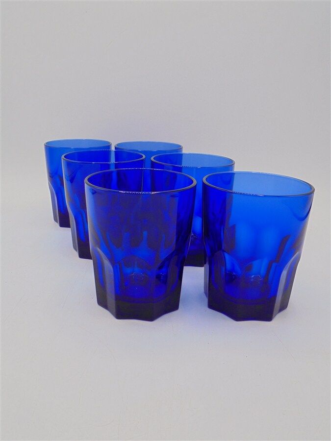 Set of 6 blue glass