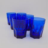 Set of 6 blue glass