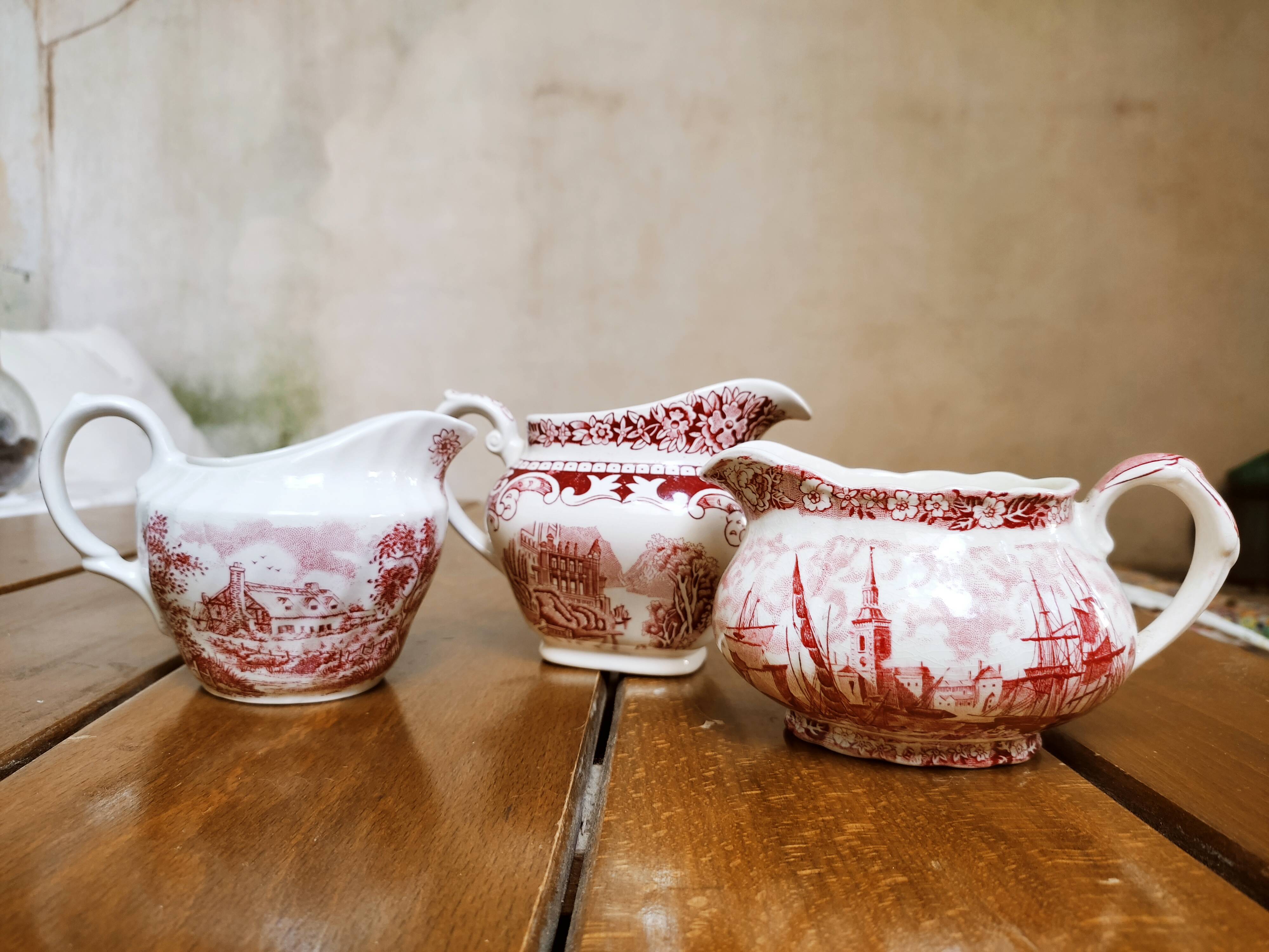 Collection of 3 milk jars in faience